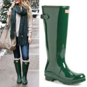Hunter Tall Gloss Green Rain Boots